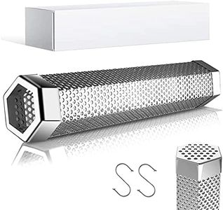Pellet Smoker Tube, 12'' Stainless Steel Wood Pellet Smoke Tube for Cold/Hot Smoking, Portable Barbecue BBQ Smoke Generator Works with Electric Gas Charcoal Grill Smokers (Hexagon Tube+2Hooks)