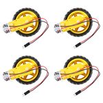 AEDIKO 4 Sets TT Motor DC 3-6V Gearbox Motor Dual Shaft 200RPM Ratio 1:48 Motor with Tire Wheel Kit for Smart Car Robot DIY