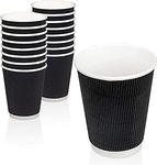 Biodis Ripple Paper Disposable Coffee Tea Cup 360 ml - Pack of 100 - Black