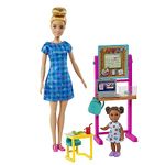 Barbie Teacher Doll (Blonde), Toddler Doll (Brunette), Flip Board, Laptop, Backpack, Toddler Desk, Pet Turtle, for Ages 3 Years Old & Up