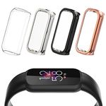 Hianjoo 4-PCS Screen Protectors Compatible with Fitbit Luxe Activity Tracker, Slim TPU Protective Case Cover Replacement for Fitbit Luxe Activity Tracker - Transparent, Black, Silver, Rose Gold