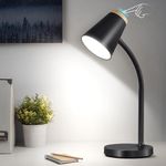 Desk Lamp for College Dorm Room - Small LED Desk Lamp Touch Dimmable Reading Light for Home Office - Adjustable Flexible Gooseneck Table Lamp for Bedside Bedroom Nightstand Black