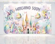 5x3 FT Pink Dragon 'Hatching Soon' Backdrop - Charming Baby Shower Decoration for Girls, Perfect for Enchanting Celebrations