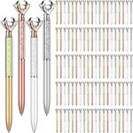 Sherr 100 Pack Big Crystal Diamond Pens Cute Ballpoint Pens Retractable Ballpoint Rhinestones Crystal Bling Gem Plated 4 Color Black Gel Ink Office Supplies Gifts for Women(Classic, Glitter)