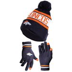 Ultra Game NFL Mens Womens Super Soft Winter Beanie Knit Hat With Extra Warm Touch Screen Gloves
