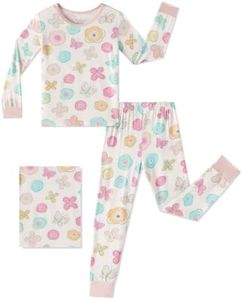 GUISBY Baby Rayon of Bamboo Pajama Set Butterfly Floral Print Pink 3-4T