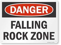 SmartSign 18 x 24 inch “Danger - Falling Rock Zone” OSHA Metal Sign, 80 mil Laminated Rustproof Aluminum, Red, Black and White