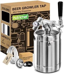 NutriChef Pressurized Growler Tap System, 64oz Stainless Steel Mini Keg Dispenser Portable Kegerator Kit, Co2 Pressure Regulator Keeps Carbonation for Craft Beer, Draft and Homebrew