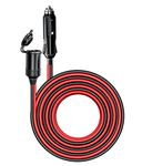 13FT Car Cigarette Lighter Extension Cord, Heavy Duty 12v 24v Cigarette Plug to Socket Extension Cable with 15A Fuse Dust-proof Cap