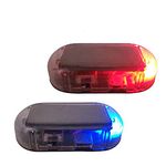 EBILUN 2pcs-Car Alarm LED Light-Solar Security Warning Dummy System Anti-theft Flash Blinking Lamp(Blue light/Red light)