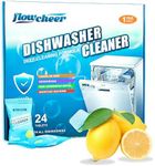 flowcheer Dishwasher Cleaner and Deodorizer Tablets - 24 Pack for 12 Month Supply - Removes Smell, Limescale, Hard Water Residue, and Odor - Deep Cleaning Descaler Pods