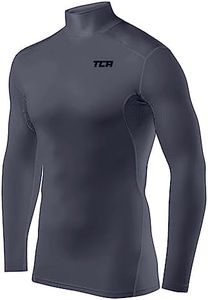 TCA HyperFusion sous T-Shirt Manches Longues Couche de Base de Compression pour Homme - Col Rond/Col Montant - Gris Foncé, L