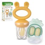 Haakaa Baby Fruit Food Feeder & Mini Freezer Nibble Tray Combo, Breastmilk Popsicle Molds for Baby Cooling Relief, BPA Free Silicone Feeder for Safe Infant Self Feeding, 4 Month+ (Mustard)