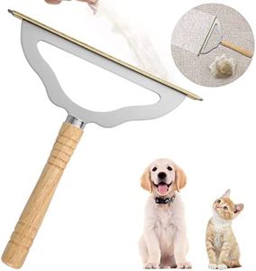 Hold a star V2.0 Large Carpet Rake Pet Hair Remover,Reusable Long Handle Low Pile Scraper Lint Remover,Metal Dog Brush,Rugs Couch Furniture Stairs Fabric Shaver,Wood Handle+Silver Rack,(HS-L007)