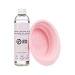 JEGO Makeup Brush Cleaner Solution - Sponge Cleaner - Make Up Brush Liquid Cleanser - Hypoallergenic & Plant-Based Solution Removes Makeup, Dirt, & Oil - 236 ml (1 Bottle + Bowl)