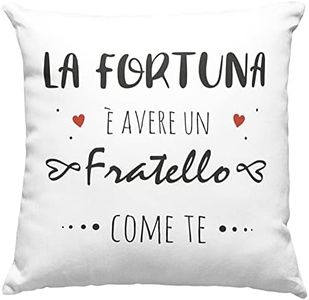 Fratello Federa per Cuscino Personalizzato Con Frase Dedica Fortuna Regalo uomo compleanno originale Idee Regali per lui per lei - senza Imbottitura (40_x_40_cm, Fratello)