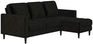 CosmoLiving Strummer Reversible Sectional Sofa, Black Velvet