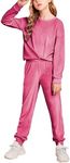 Arshiner Girls Velvet Tracksuits Cute Jogging Suits Sets for Kids Athletic Clothes Sportswear Winter Fall Lilac Size 9-10Y