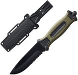 10" Fixed Blade Tactical Knives with Sheath and Clip, Stainless Steel Survival Hunting Bushcraft Full Tang Non-Slip Handle Outdoor Knife for Camping, Hunting, Adventure, Outdoors, EDC，Military Green