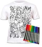 Splat Planet Mermaid Color in and wash Out T-Shirt with 10 Non-Toxic Washable Magic Markers (9-11 Years) White