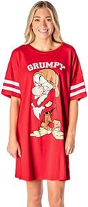 Disney Womens Varsity Tee Football Oversized Night Shirt Grumpy Nightgown, Red, X-Small