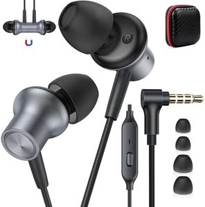 Wired Earbuds for School Chromebook Laptop PC, Noise Canceling Ear Buds with 3.5mm Plug in Audio Jack Mic/Mute HiFi Stereo Wired Headphones Corded Earphones for Kindle Fire Nintendo Switch MP3, Grey