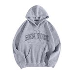 Womens Sweatshirts Hoodie for Women Uk Loose Casual New York Letter Print Pullover Comfortable Lightweight Warm Y2k Shirts E-Girl Hoodies Loungewear Streetwear Outerwear Jumper Top Personalised Blouse