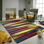 Online Bedding Store. New Bold & Beautiful Multi Bright Colour Carved Floor Rugs in Choice of Design and Colour Small- Large …(Stripes, 120cm x170cm)