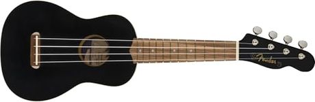 Fender California Coast Venice Soprano Ukulele, Comfortable and Easy to Play "C"-shaped Neck, Includes Complimentary Virtual Lessons, Black Finish