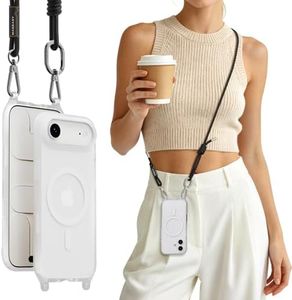 MAGEASY Roam MagSafe Crossbody iPhone Case with Adjustable Strap for iPhone Air, Magnetic Case with Detachable Lanyard, 16FT Drop Defense, Camera Control Compatible (Transparent)