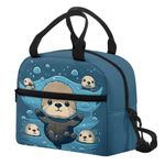 HELLHERO Sea Otter Lunch Bag for Girls Boys Kids 6-8 8-10 Insulated Lunch Bags Handy Tote Lunch Box Shoulder Handbag Meal Prep Organizer for Women Men Workout Office School Picnic