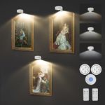 3-Pack Wireless Picture Light Battery Operated Painting Light with Remote 3 Lighting Modes,Dimmable and Timer Art Display Light for Picture Artworking Frame Portrait,Magnetic Wall Decor Puck Lights