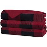 Sunbeam Heated Electric Fleece Throw Comforter Blanket with Controller, Auto Off Setting, Thermofine Wiring, and 3 Heat Settings, Red Plaid