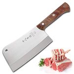 SHI BA ZI ZUO Chinese Meat Cleaver Heavy Duty Bone Chopper Chef Knife 8 Inch 40CR Stainless Steel Full Tang Rosewood Handle