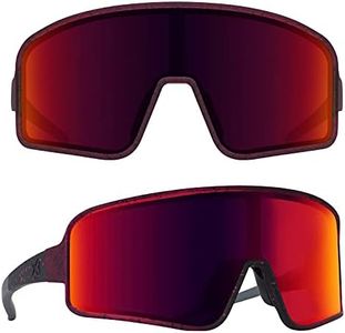 MAXJULI Polarized Sunglasses for Men Women, Windproof Outdoor Sports Cycling Running UV400 Protection Sun Glasses (Purple With Black Splatter/Red Lens)