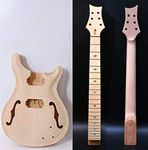 1set guitar kit Guitar neck 22fret Unfinished Guitar Body Semi Hollow Mahogany Maple Fretboard DIY Guitar