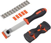 Multi-Purpose Mini Razor Scraper Set WorthPlanet 2 Pack Razor Blade Scraper with 10 Metal Blades and 5 Plastic Blades for Removing Glue Residue Labels Decals Stickers Caulk Paint W120050