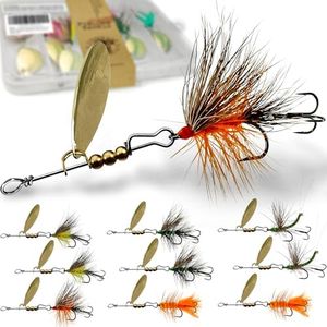 VMSIXVM Trout Lures Rooster Bait Tail Fishing Lures, Brass Fishing Spinner baits for Bass Trout Pike, Trout Spinnerbaits Trout Fishing Gear for Freshwater Saltwater, Fishing Gifts for Men
