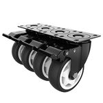 4 inch Swivel Caster Wheels,Heavy Duty Plate Casters with Safety Brake Total Capacity 1200lbs (pack of 4)