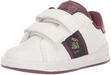 POLO RALPH LAUREN Baby-Boy's Heritage Court Ii Bear Ez (Toddler) Sneaker, White/Wine, 4.5 Toddler