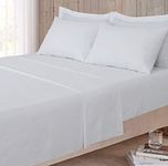 800 Thread Count - Flat Sheet - 100% Pure Egyptian Cotton Sateen Super Soft Hotel Quality Bedding - Single - White