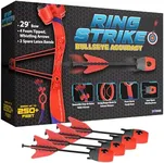 Funwares Ring Strike Archery Bow and Arrow Launches Arrows Over 200 Feet, includes 1 Kid-Powered Bow and 4 Whistling Foam Tipped Arrows