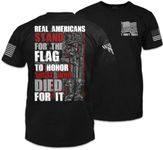 Stand for The Flag T-Shirt Patriotic Tribute Tee | American Pride Veteran Support Shirt | 100% Cotton Military Apparel | Black, Medium