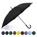 SoulRain 50 Inch Large Stick Umbrella Windproof Automatic Open Oversized J Handle Umbrellas for Men and Women Unbreakable Strong Travel Golf Umbrella (Black)