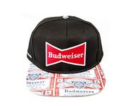 Budweiser Flat Bill Hat - Black Snapback, Red Logo, White/Navy, One Size, Navy