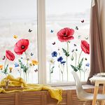 JUPSK Window Stickers, Flower Anti-Collision Window Decals Home Decor Stickers Double-Sided Static Sticker Spring Summers Window Clings for Glass