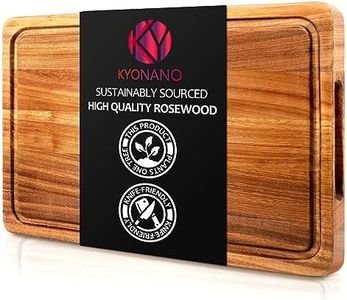 KYONANO Rosewood Chopping Board, Large Wood Cutting Board for Kitchen, 38 x 25 x 2.5 CM Chopping Carving Board with Juice Groove Handle Hanging Hole, Butcher Block for Meat and Vegetables