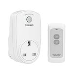 Remote Control Plug Socket UK, TESSAN Wireless Remote Control Sockets with 30m Operating Range, Programmable Remote Plugs Switch Work for Household Appliances, 1 Pack Socket and 1 Remote