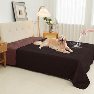 Vmeyiek 100% Waterproof Dog Bed Cover Pet Blanket 82"x92", 7-Layer Reversible Washable Bed Mat for Furniture Couch Sofa Car (Chocolate+Coffee)