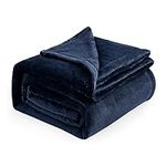 Bedsure Navy Fleece Blanket Queen Blanket - Bed Blanket Blue Soft Lightweight Plush Fuzzy Cozy Luxury Microfiber, 90x90 inches